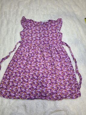 Mango Girls Purple Floral Tie-Back Casual Dress Size 8